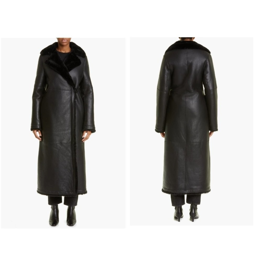Saks Potts Women's Black Mary Genuine Shearling Wrap Coat